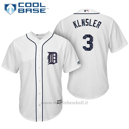 Maglia Baseball Uomo Detroit Tigers 2017 Estrellas y Rayas Ian Klnsler Bianco Cool Base